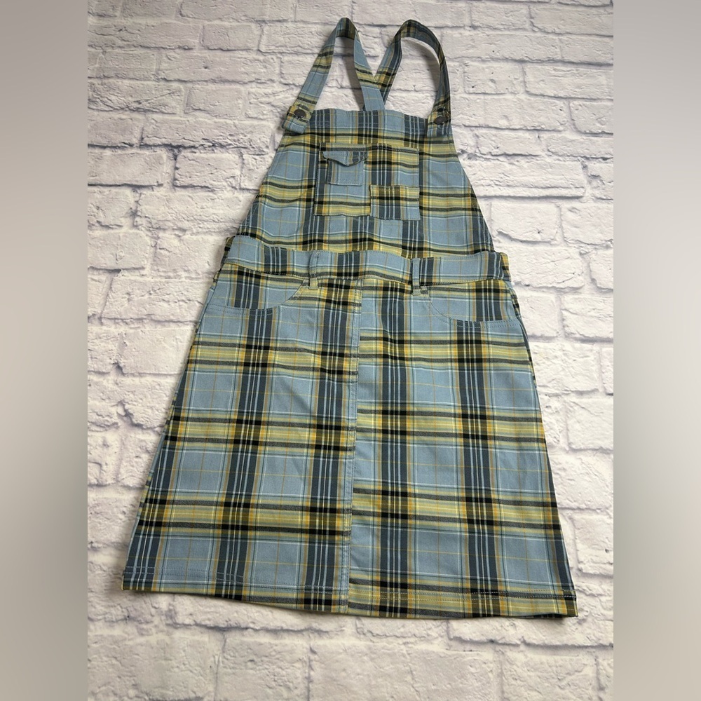 Like an Angel Blue and Yellow Plaid Overall Dress. Has Stretch! Preppy. Academia